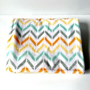 Little Miracles Chevron Yellow Orange Gray Aqua Zig Zag Costco Baby Blanket